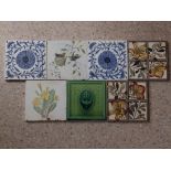 A Victorian Minton tile and six others (7)