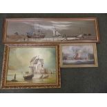 P.J. Wintrip RA – three oils – Shipping scenes