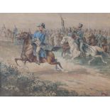 E. Crofts – watercolour – Military equestrian scene