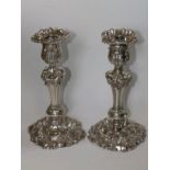A pair of  William IV silver rococo revival candlesticks with detachable sconces -  IW, Sheffield
