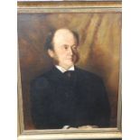 A late 19th/early 20thC oil portrait – Gentleman in black – re-lined