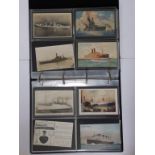 Approximately 60 postcards including military, railway, shipping, submarine L52 and two