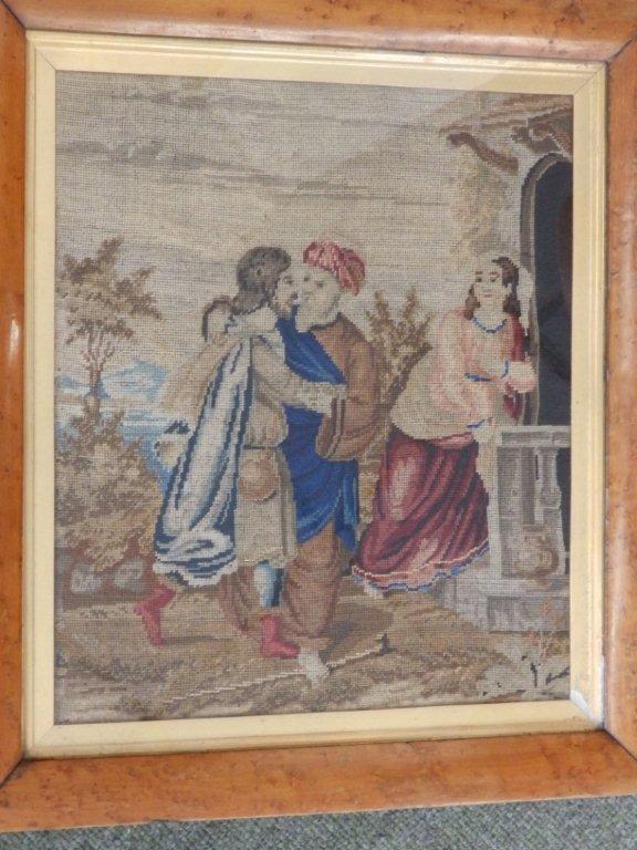 A Victorian woolwork tapestry panel