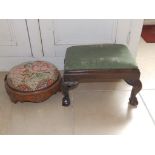 A Victorian circular footstool and one other (2)