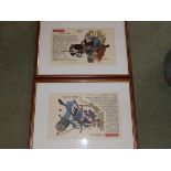 Two 20th C Japanese colour prints depicting Samurai warriors