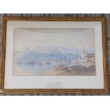 Breanski – watercolour – Swiss lake scene, 9” x 15”