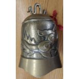 A Chinese brass hanging bell