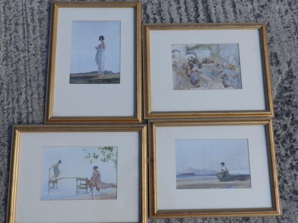 Four Russell Flint colour prints together with a copy of 'Studio' pamphlet on Russell Flint