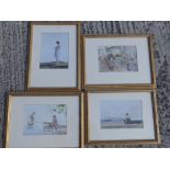 Four Russell Flint colour prints together with a copy of 'Studio' pamphlet on Russell Flint
