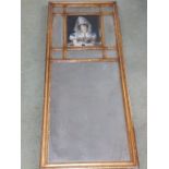 A 19thC panelled mirror with colour printed female portrait – 42” x 16.5”