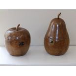 Two 18thC style tea caddies in the form of an apple and a pear  (2)