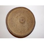 A 19thC Sudanese circular hide shield, 12.5” diameter