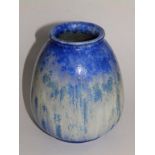A Ruskin blue crystalline glazed vase, dated 1933, 5.5”