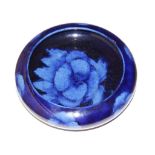 An early 20thC Moorcroft all blue pansy pattern bowl with inverted rim , 9” diameter – two