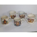 A Crown Ducal Laura Knight George VI Coronation mug and four others (5)