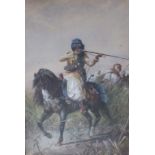 R. Beavy – 19thC Orientalist watercolour  - Arab horseman with musket, signed & dated 1876, 30” x