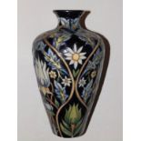 A boxed Moorcroft Tribute To William Morris pattern vase by Rachel Bishop – 2004, 9”