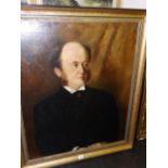 A late 19th/early 20thC oil portrait – Gentleman in black – re-lined