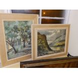 S. J. Iredale – two oil paintings – landscapes with water