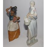 A Lladro figurine – Collecting eggs and a Nao biscuit glazed girl (2)