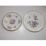 A Swansea Kakiemon ho-ho bird plate with red mark, 8” - hairline crack, together with a floral plate