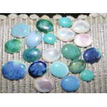 20 small Ruskin oval cabochon plaques of varying sizes
