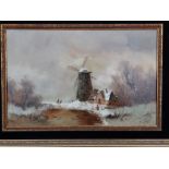 Jan Van Hessell – pair of oils on board – Dutch winter scenes