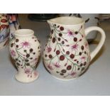 A Moorcroft Fuchsia jug, 2001, 4.5” - seconds and a matching vase, 3.75” (2)