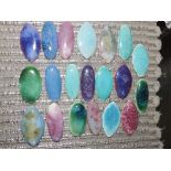 20 Ruskin cabochon plaques of elongated oval and navette shape