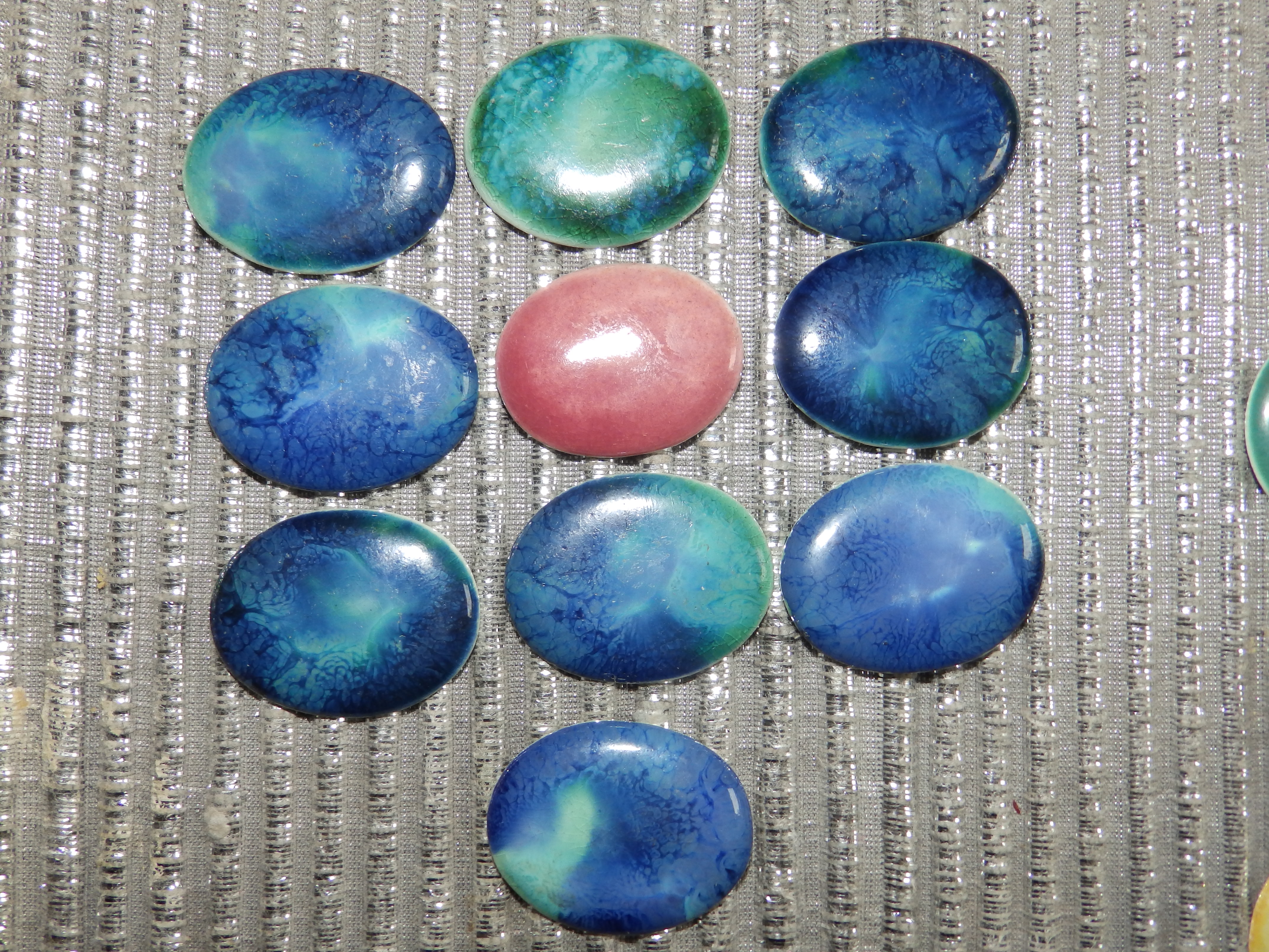10 Ruskin oval cabochon plaques – approximately 1.5”