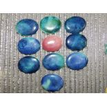 10 Ruskin oval cabochon plaques – approximately 1.5”