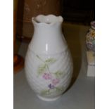 A Belleek 'Summer Briar' vase with green printed factory mark