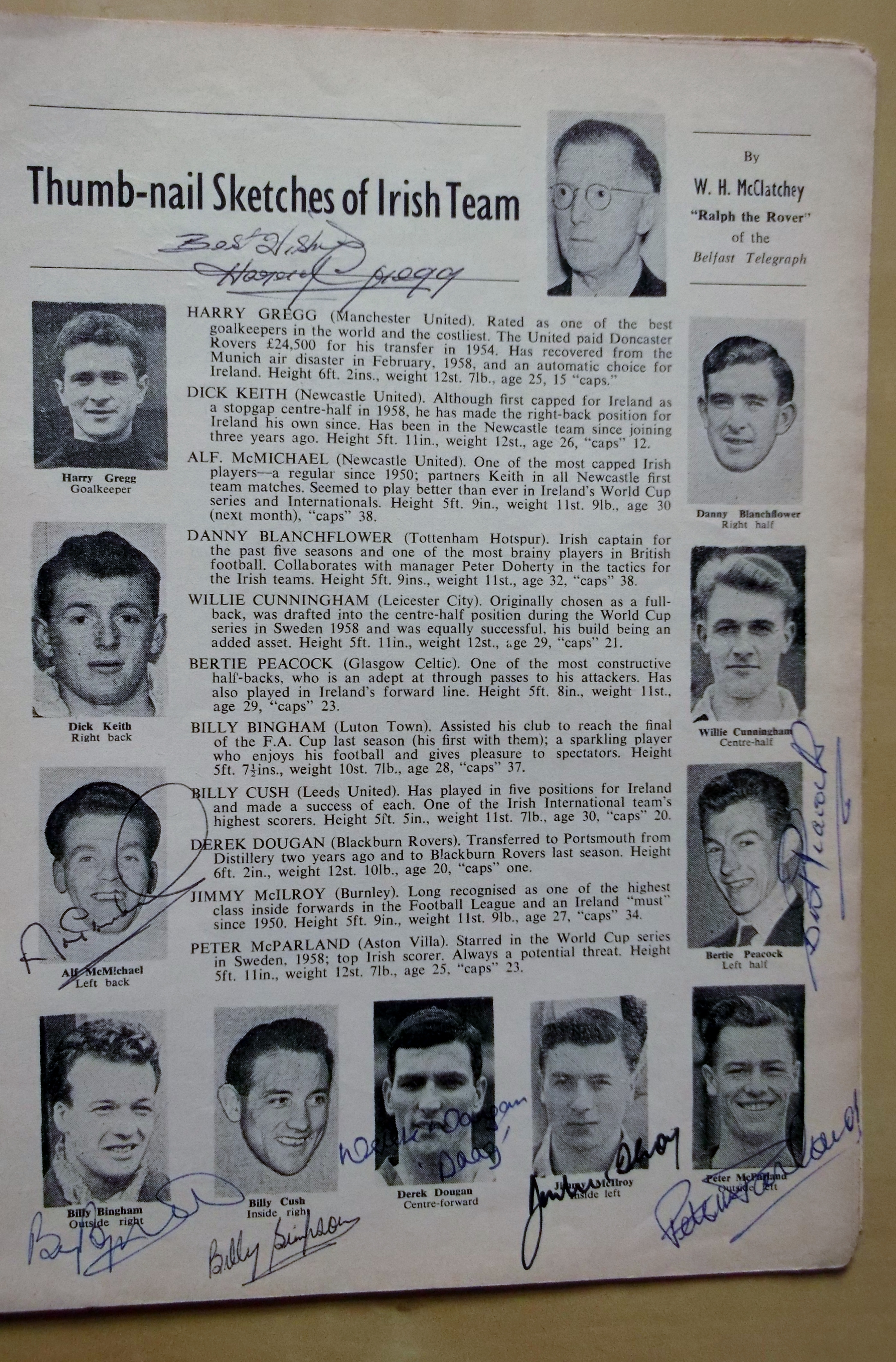 1959 IRELAND V SCOTLAND WITH 15 AUTOGRAPHS 1959 Ireland international programme with 15 Irish