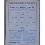 QPR V MILLWALL 1943/44 Rare s/s programme for this Football Lge South match Fair / Good