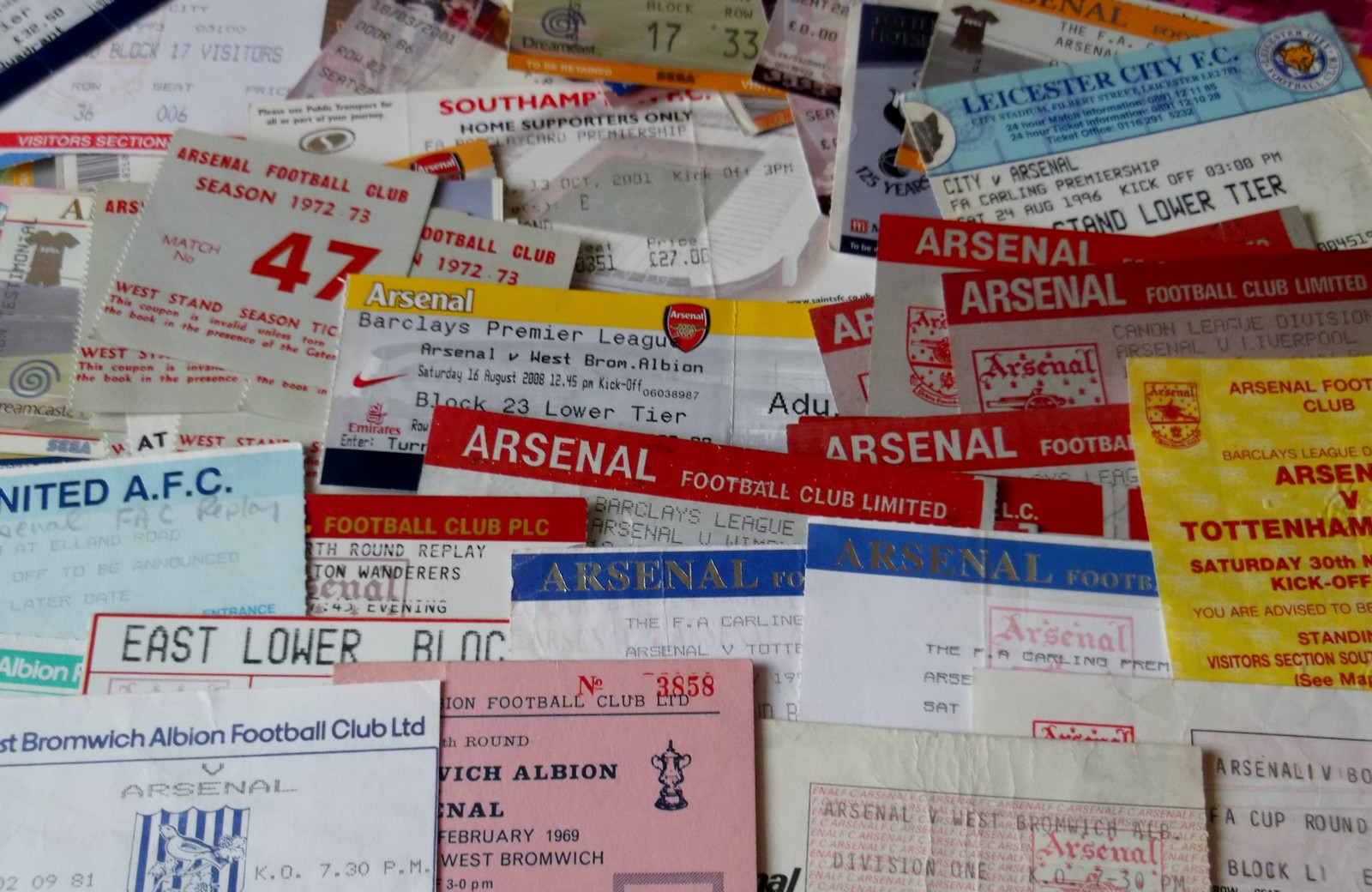 ARSENAL TICKET COLLECTION x 88 Good collection of Arsenal home and away match tickets Fair / Good