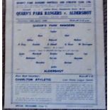 QPR V ALDERSHOT 1944/5 Rare s/s programme for this Football Lge South match Fair / Good