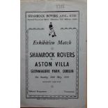 1952-53 SHAMROCK ROVERS V ASTON VILLA PROGRAMME Rare Programme for this Friendly game. Good