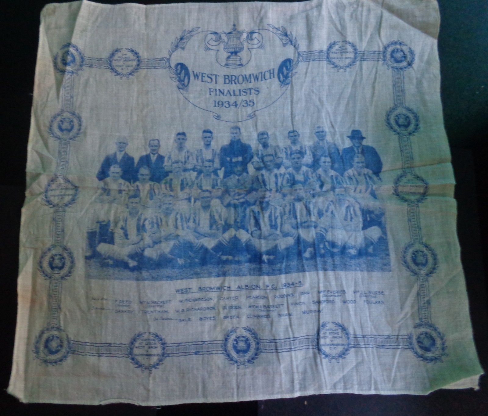 WEST BROM SILK HANDKERCHIEF FOR THE 1935 FA CUP FINAL Rare Silk Handkerchief produced to mark Albion