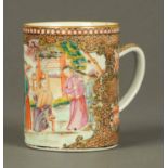 An early 19th century Chinese beaker, polychrome, decorated with figures.  Height 5 ins.