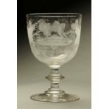 A 19th century etched glass large rummer