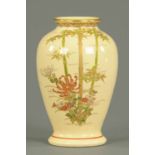 A Satsuma vase, in boxwood case, the vas