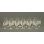 Eighteen cut glasses, six tumblers, six