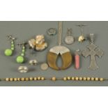 A quantity of costume jewellery, etc., cross, ring, etc.