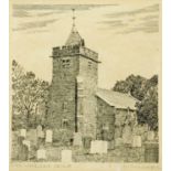 Alfred Wainwright (1907-1991), original pen and ink drawing, "Over Wyersdale Church".  7.
