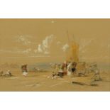 T.M. Richardson, watercolour, "View on Newhaven Sands 1836".  8.5 ins x 13 ins, framed, inscribed on
