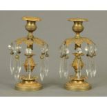 A pair of Regency lustres, each with pineapple columns.  Height 22 cm.