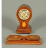 An Edwardian inlaid mahogany mantle clock, with two-train movement by F&T Ross, Hull,