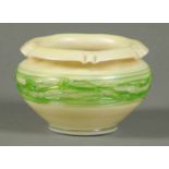 An Art Nouveau glass bowl, with trailed green decoration and ground pontil mark.  Diameter 6.75 ins.