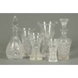 Four cut glass trumpet shaped vases, one Edinburgh International,  heights from 6 ins to 10 ins,