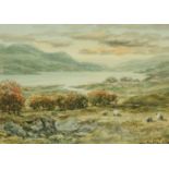 John Hamilton Glass, watercolour, "Evening, Loch Trool, Galloway".  9.75 ins x 13.5 ins.